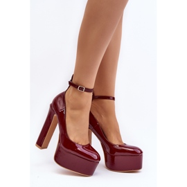 Décolleté laccate su plateau massiccio e tacco a stiletto, Ninames bordeaux rosso 1