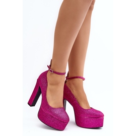 Décolleté Mommoi glitter fucsia con tacco alto rosa 1