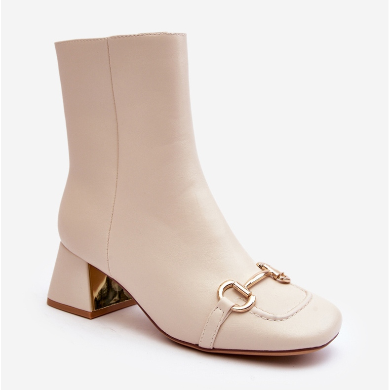 Stivaletti con tacco alto e decorazione, Adinah beige chiaro 2