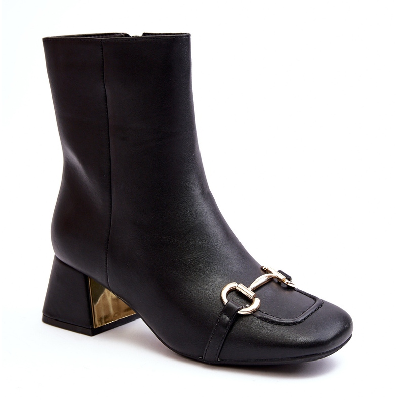 Stivaletti neri con tacco alto Adinah con decorazione nero 2