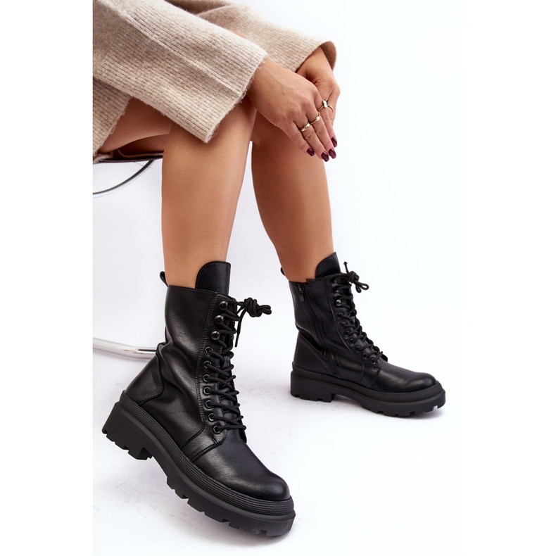 Stivali Worker da Donna, Ecopelle, Irande Nero 1