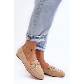 Mocassini da donna con decorazione in eco-camoscio, Winalita Beige 2