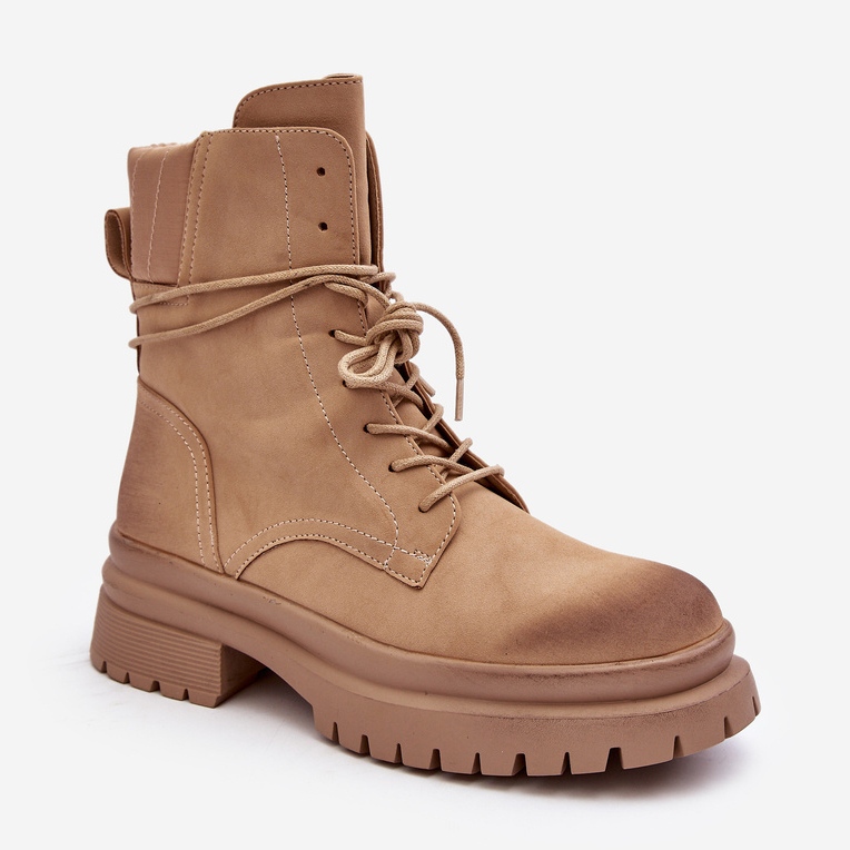 Stivaletti Trapper da donna con suola spessa, Narelona Beige 2