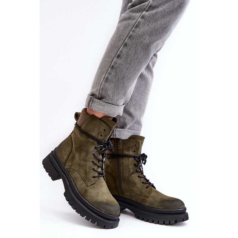 Stivaletti Trapper da donna con suola spessa, verde scuro, Narelona 1