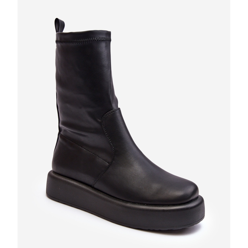 Stivali Platform da Donna, Ecopelle, Nero Algedi 2