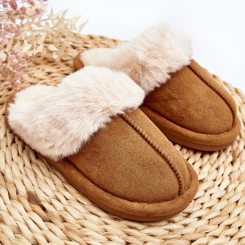 Ciabatte da bambino con pelo Cammello Befana marrone 2