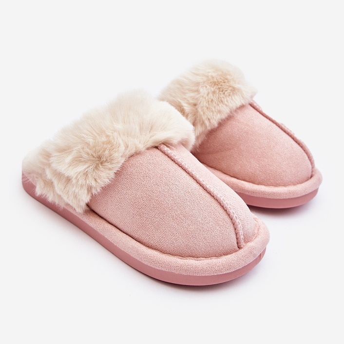 Ciabatte da bambino della Befana rosa con pelo 1