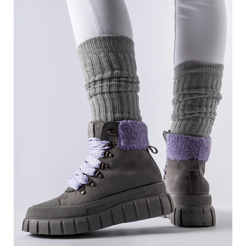 Stivaletti grigi con accenti viola Roanoke grigio 1