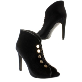 Décolleté open toe in velluto 1129 Nero 2