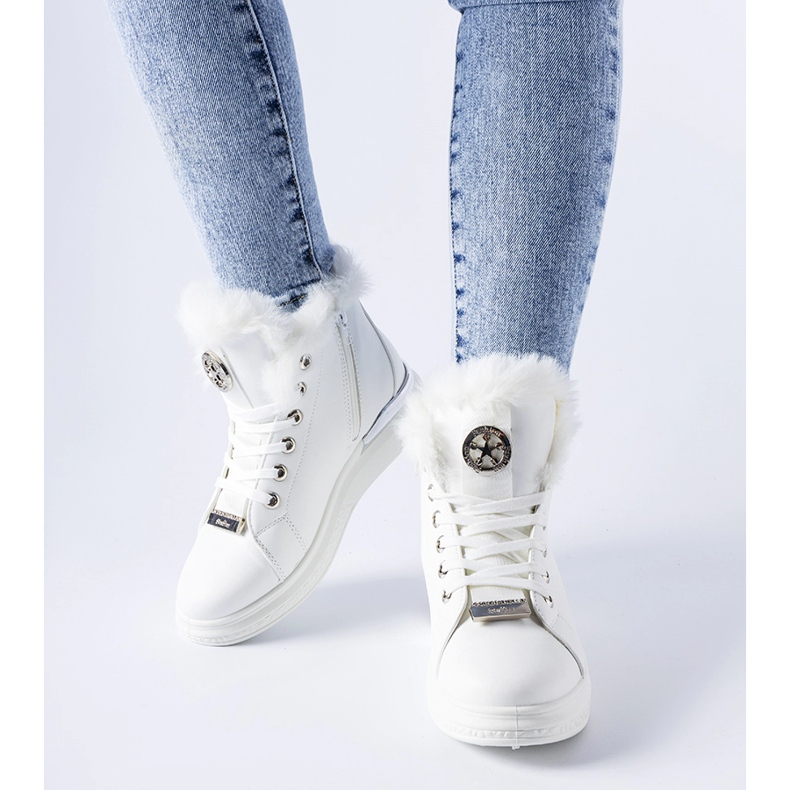 Sneakers bianche con pelliccia Lubriano bianca 1