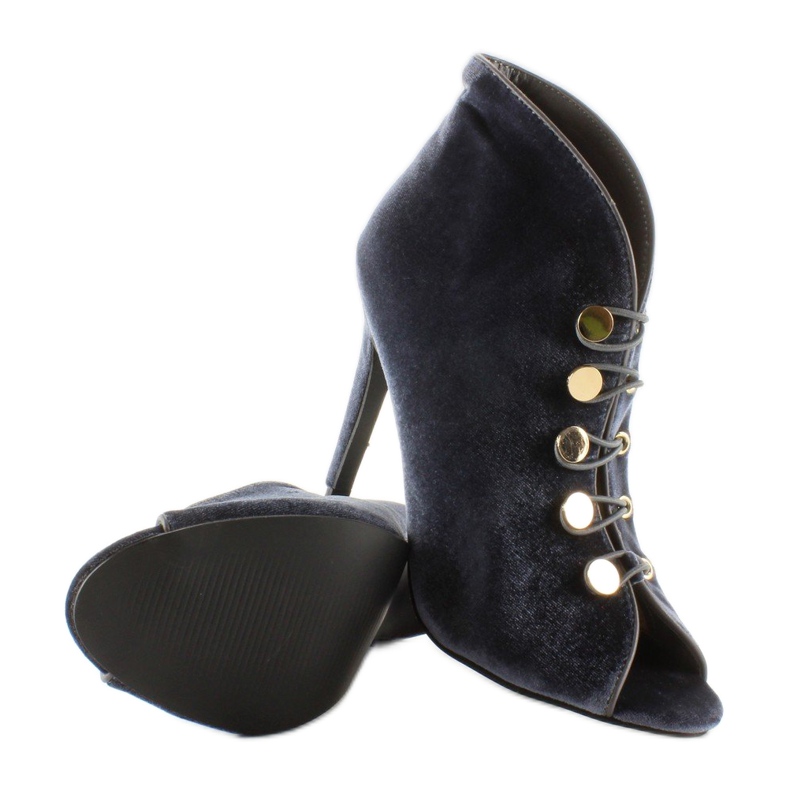 Décolleté open toe in velluto 1129 D. Grey grigio 2
