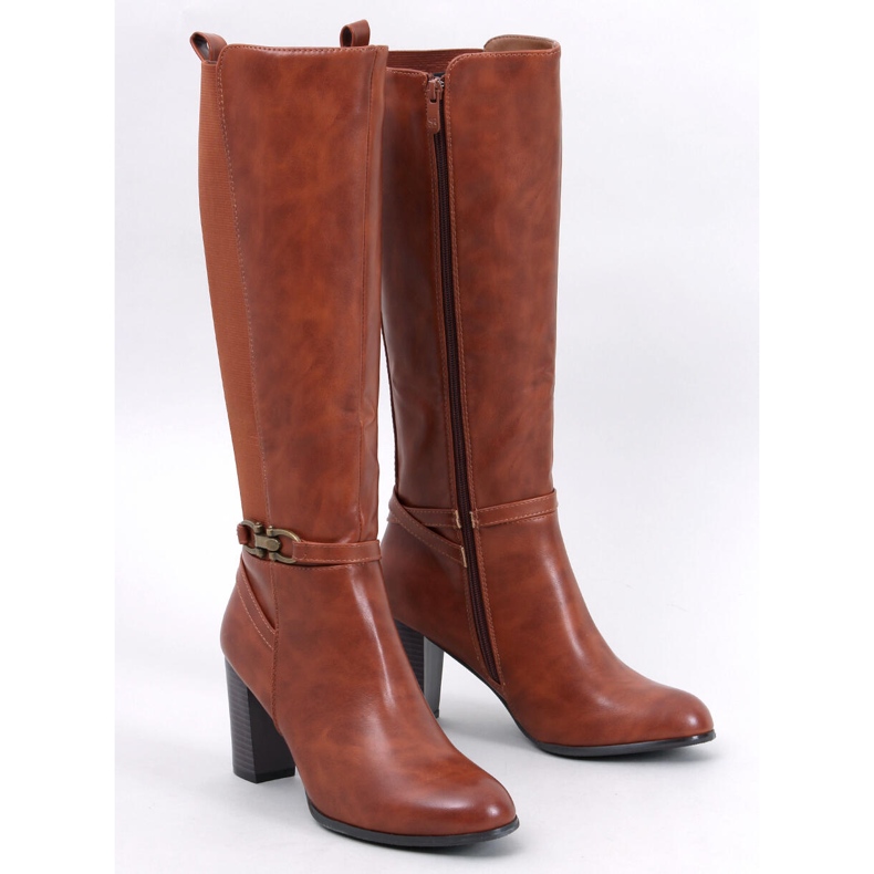 Classici stivali Milss Camel con tacco alto marrone 1