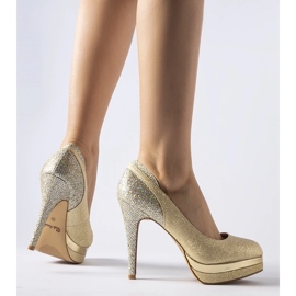 Tacchi alti glitter oro con zirconi Landolfo d'oro 1