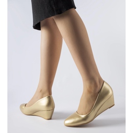 Ballerine dorate Houston con zeppa bassa d'oro 1