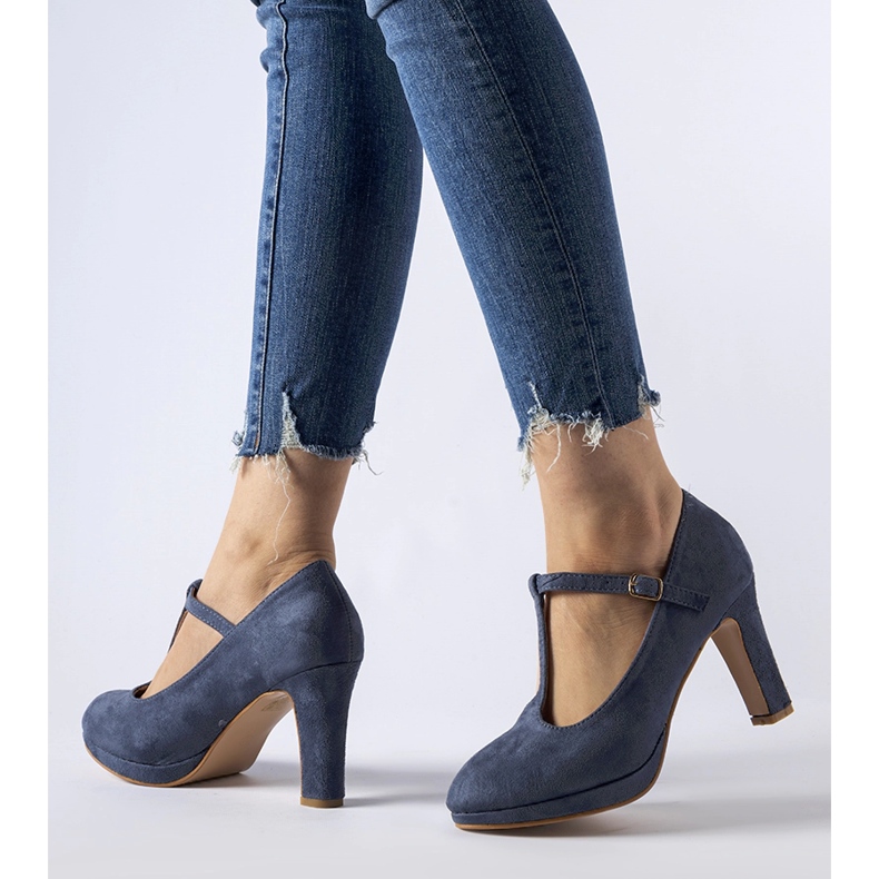 Décolleté blu con tacco LaCaille 1