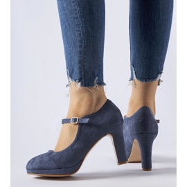 Scarpe col tacco blu navy con allacciatura Serri 1
