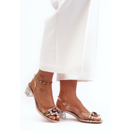 Sandali con tacco basso, oro S.Barski MR1037-12 d'oro 1