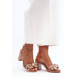 Sandali eleganti trasparenti con tacco alto in oro rosa S.Barski MR1037-17 1