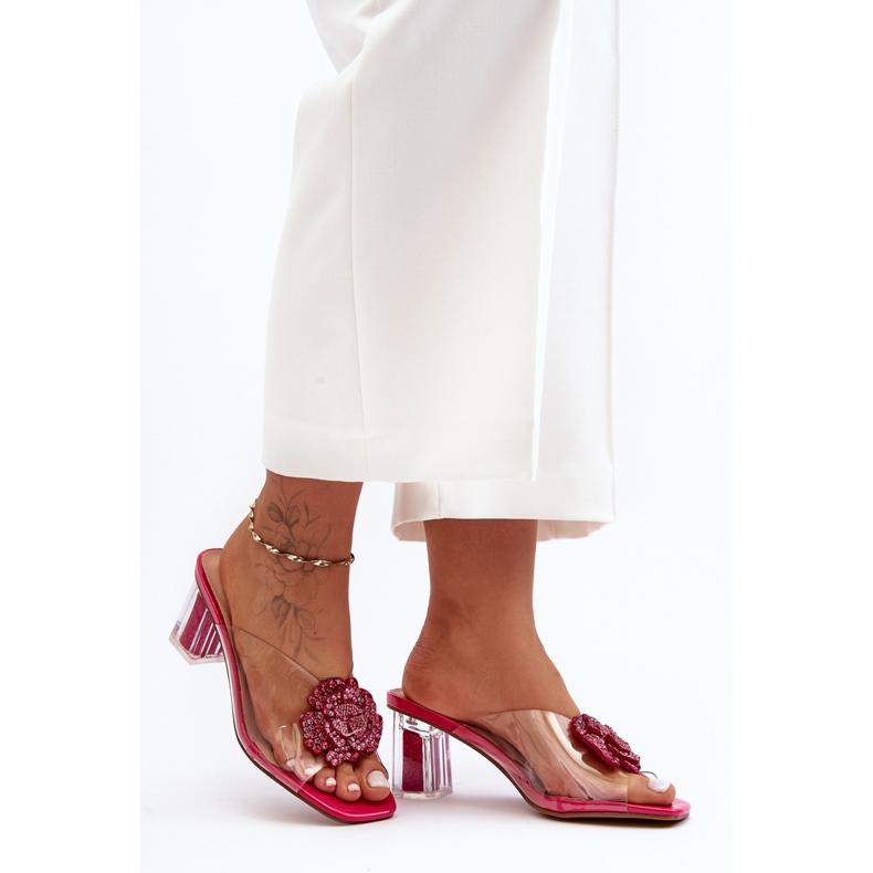 Infradito Trasparenti Su Tacco Alto Con Decoro Fucsia S.Barski MR1037-20 rosa 1