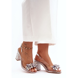 Sandali eleganti trasparenti con tacco alto Argento S.Barski MR1037-17 d'argento 1