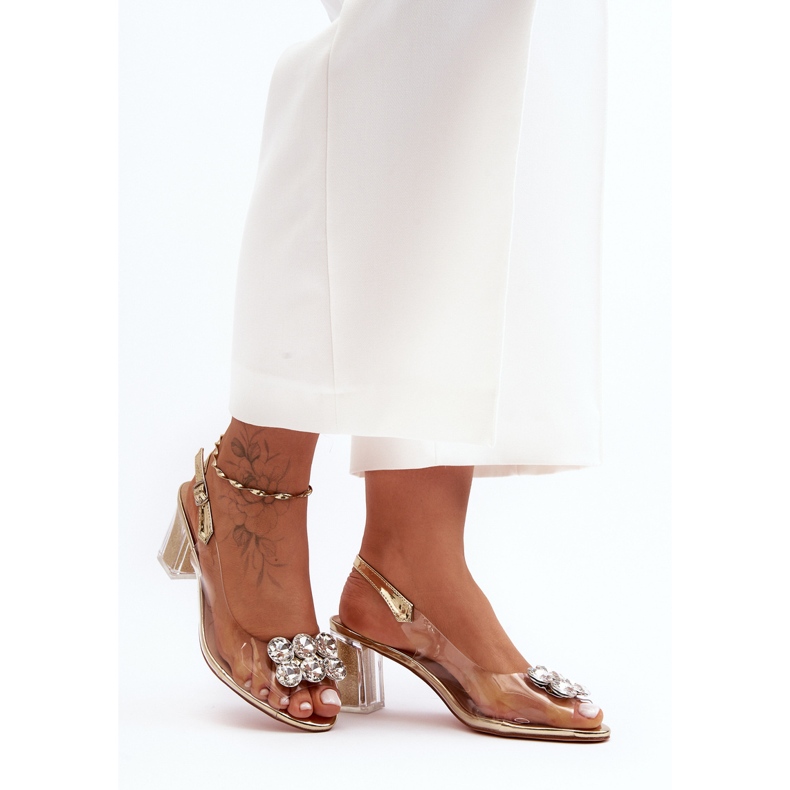 Sandali con tacco alto dorati trasparenti S.Barski MR1037-43 d'oro 1