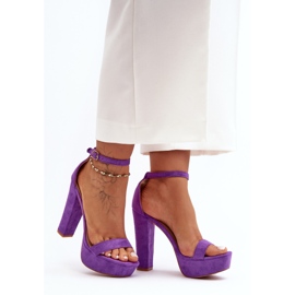 Comodi sandali in camoscio con tacco alto, Purple Essence viola 1