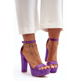 Comodi sandali in camoscio con tacco alto, Purple Essence viola 2