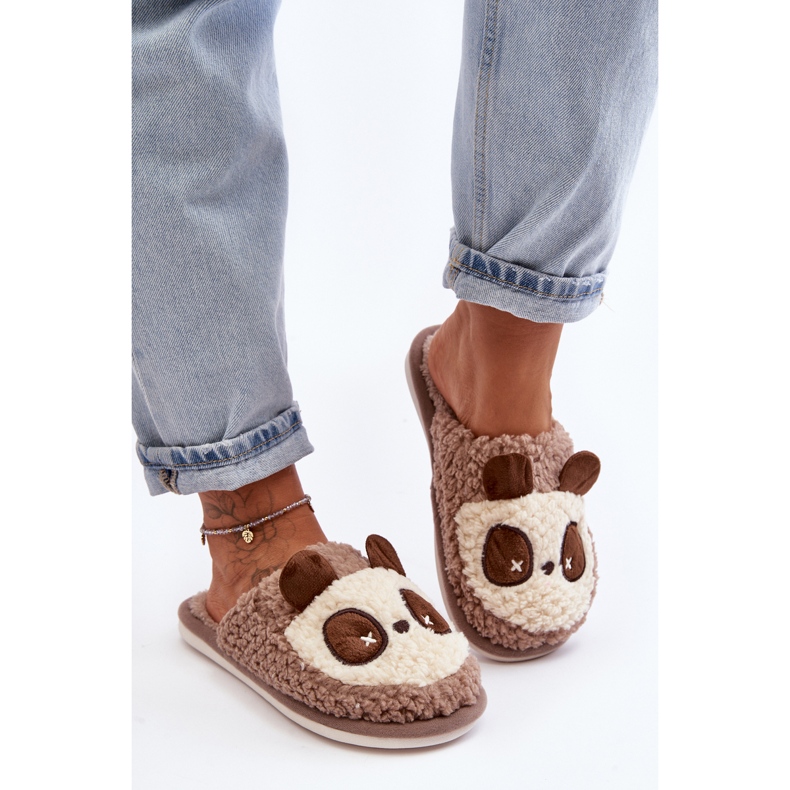 Calde pantofole da donna marroni Priseth marrone 2