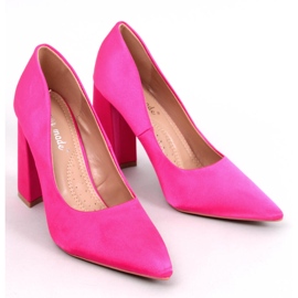 Décolleté Astia con tacco alto in raso fucsia rosa 1
