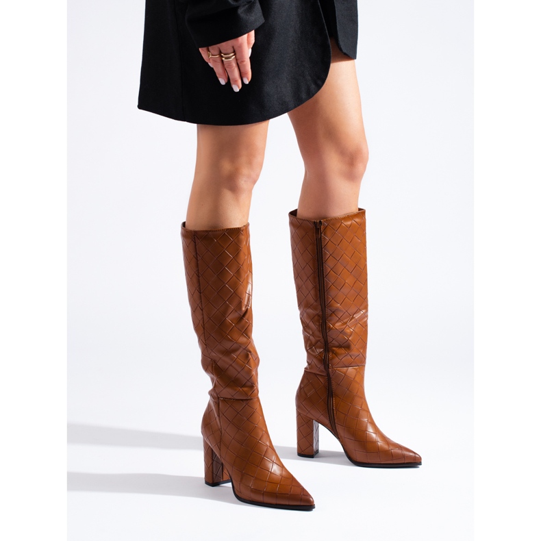 Stivali marroni eleganti con tacco Shelovet marrone 1