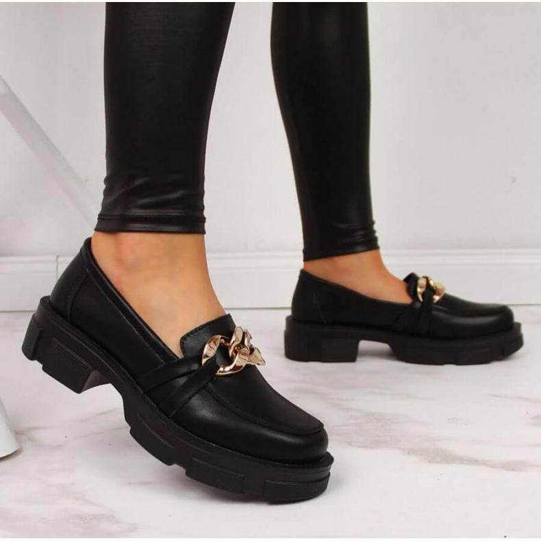 Scarpe in pelle con catena Filippo W PAW252, nere nero 2