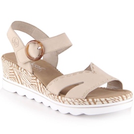 Comodi sandali con zeppa Rieker W RKR595, beige 1