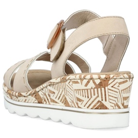 Comodi sandali con zeppa Rieker W RKR595, beige 2