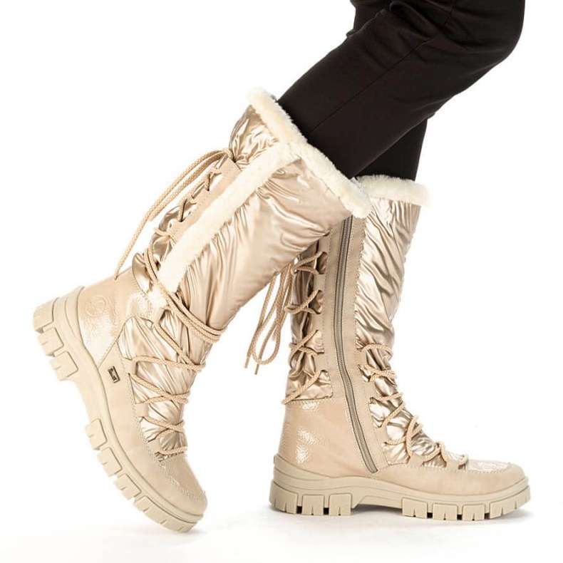 Doposci alti impermeabili Rieker W RKR640, beige 1