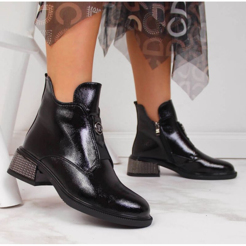Filippo W PAW256 stivaletto nero con blocco decorativo 2