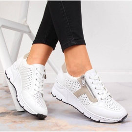 Rieker W N6304-80 scarpe con zeppa in pelle bianca bianco 2