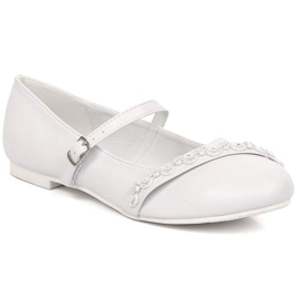 Ballerine bianche American Club Jr AM915 con zirconi bianco 1