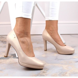 Décolleté Sergio Leone W SK53N beige con tacco alto e plateau 2
