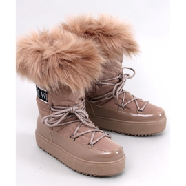 Kendals Stivali da neve in pelliccia color kaki beige 1
