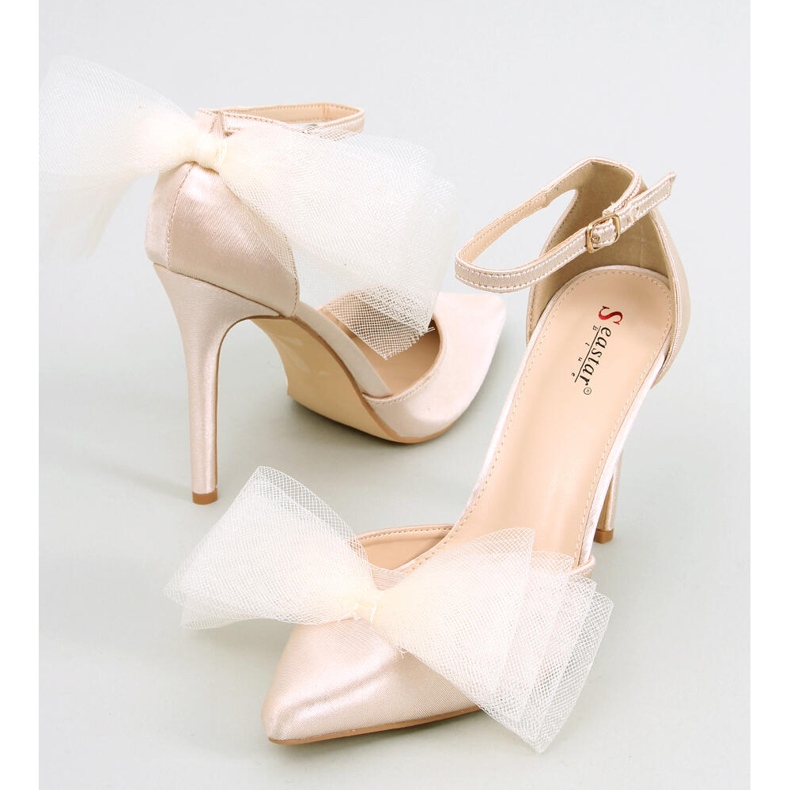 Sheena Beige Tulle Bow Tacchi a spillo 1
