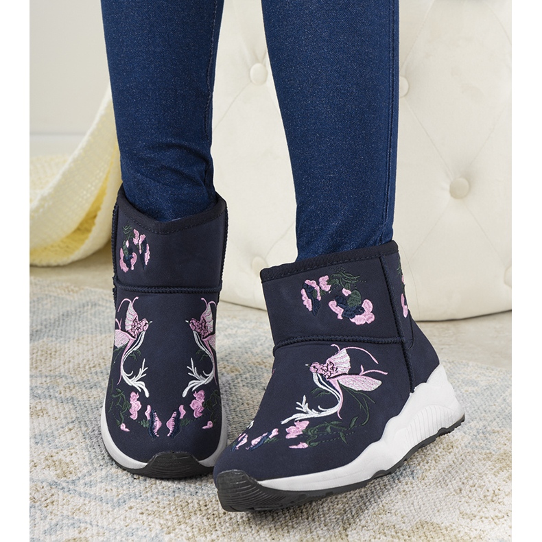 Stivali da neve blu navy ricamati Jamil 1
