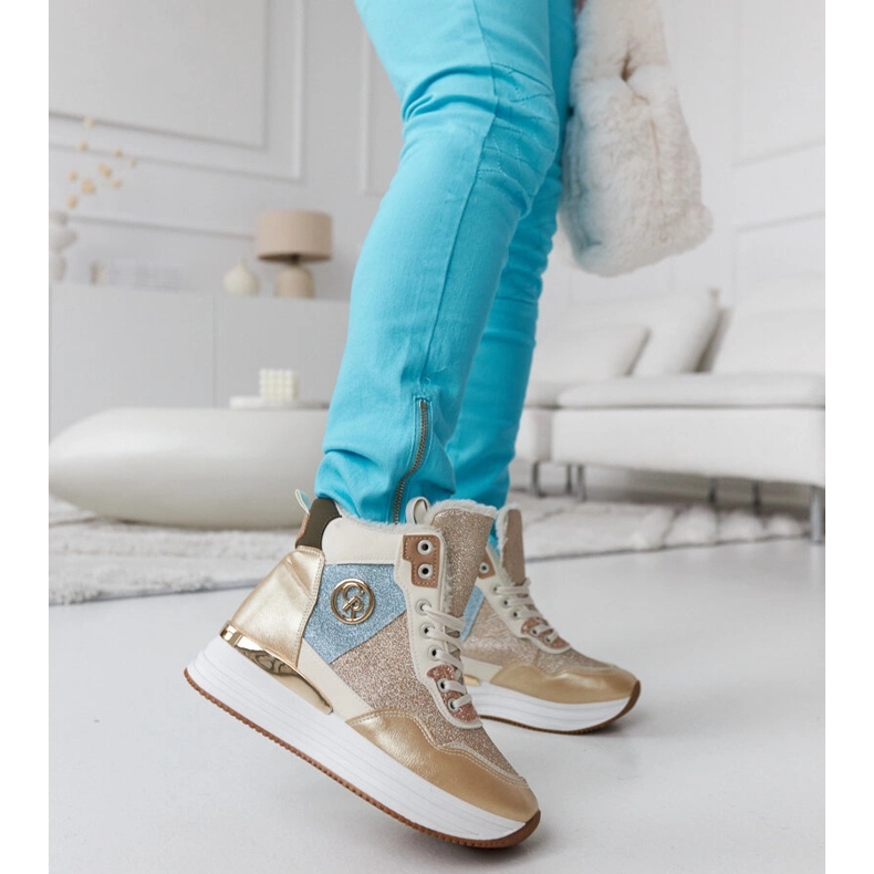 Sneaker Deleon isolanti color oro con glitter d'oro 2