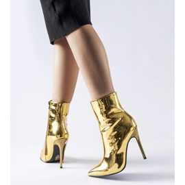 Stivaletti Gaetana con tacco a stiletto in vernice oro d'oro 1
