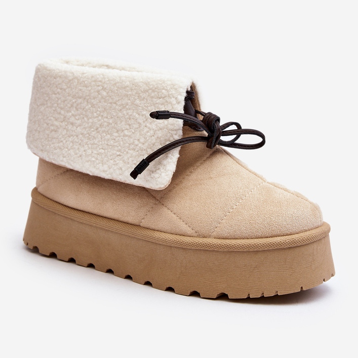 Doposci con plateau e montone, Olimuka beige chiaro 1