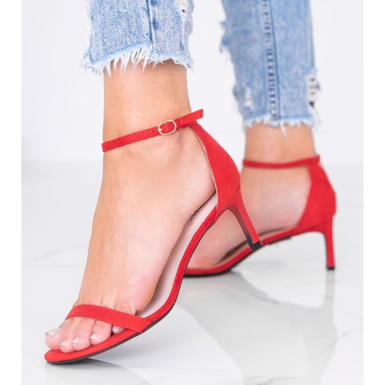 Sandali rossi con tacco basso di New Love rosso 1