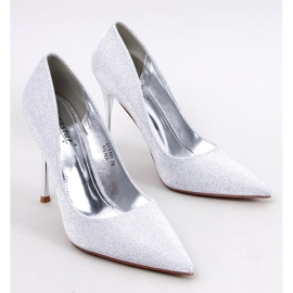 Tacchi alti lucidi con particelle Diamoi Silver argento 1