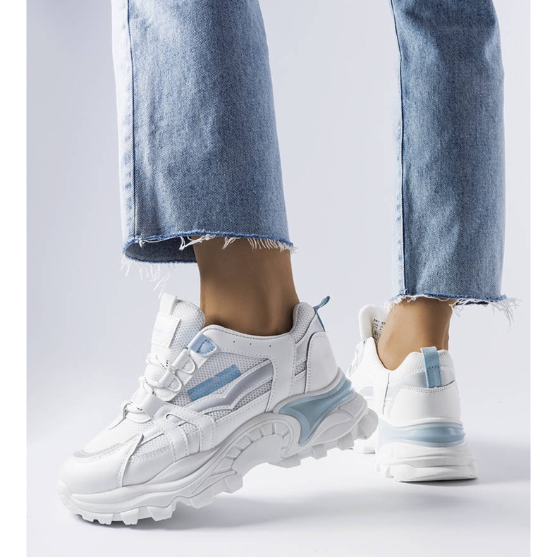 Sneakers blu con inserti Opal fluo 1