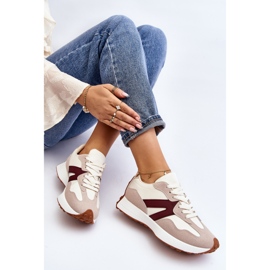Scarpe sportive da donna Chloette beige e bordeaux 2