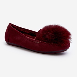 Mocassini da Donna con Pelliccia, Novas Bordeaux rosso 1