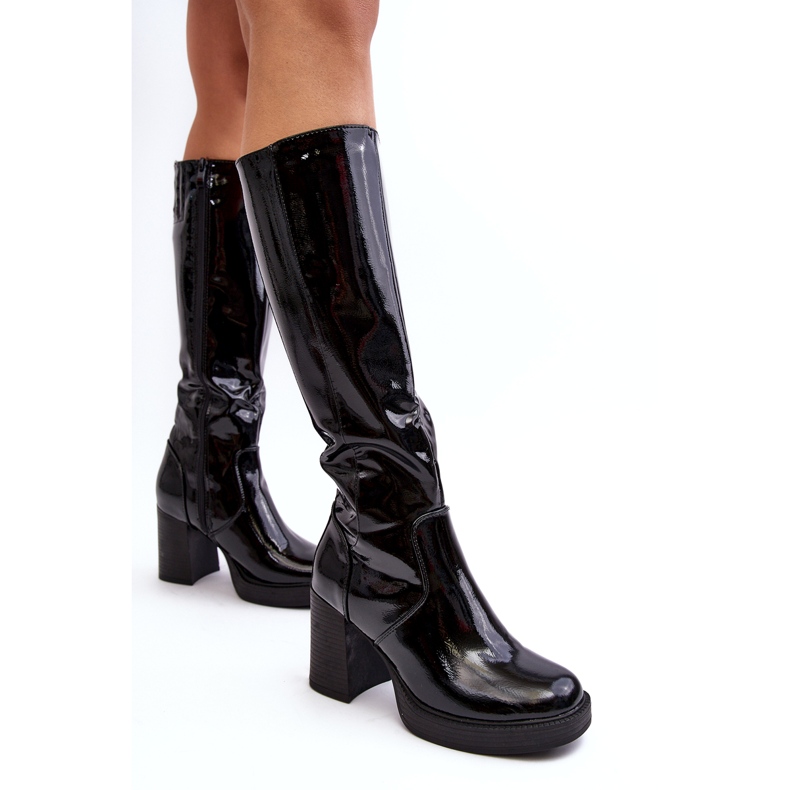 Diamantique Stivali da donna con tacco alto in vernice Nero Efatina 3